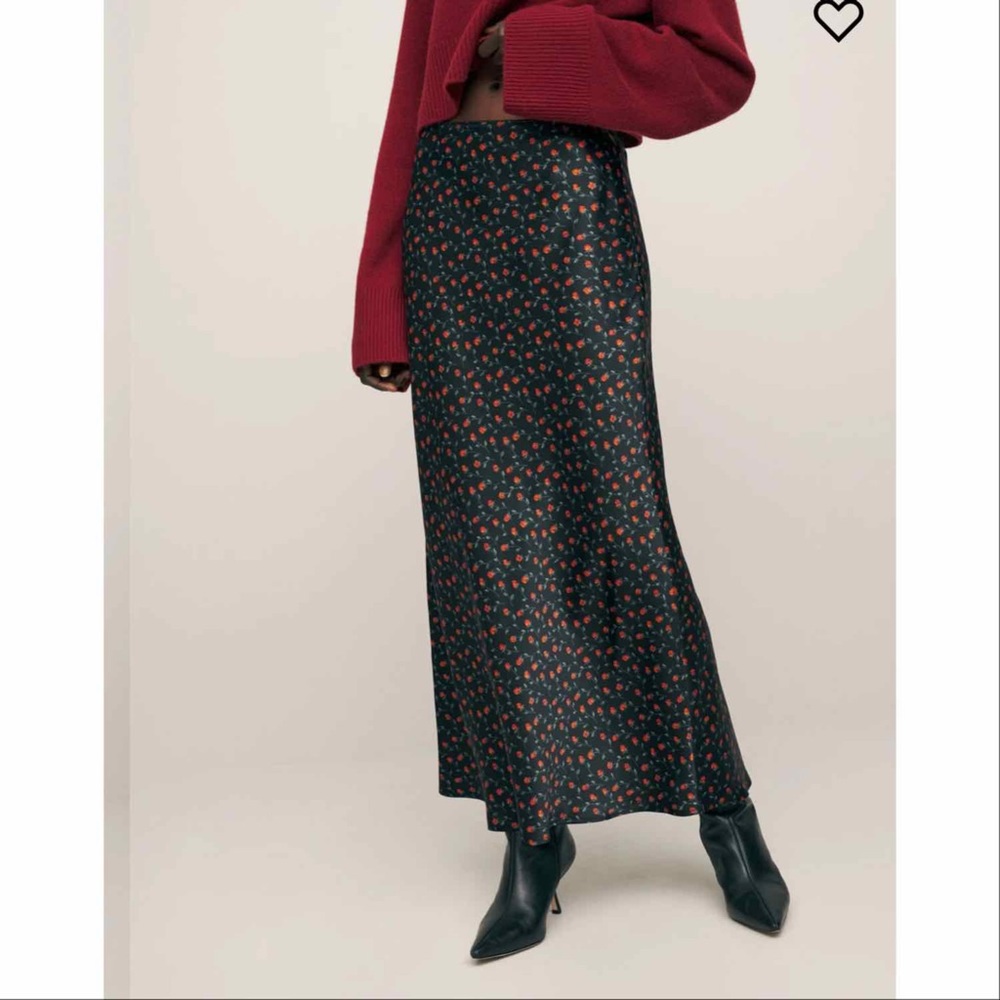 Reformation Layla Silk Ankle Skirt in Perla